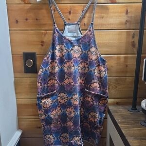 Free People Floral Jumpsuit in Blue and Orange Tropical, Used. See Pics